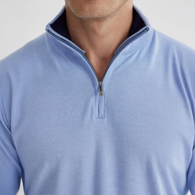 Jakamen Tricots Hallf Zip Blue