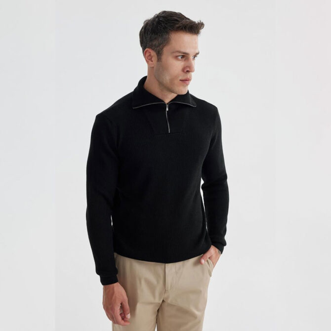 JAKAMEN Tricots HalfZip BLACK