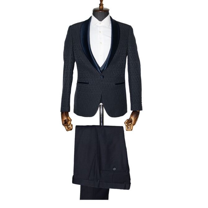 Jakamen Costume Ceremonial ? Motif Avec Gilet 002/Navy Blue