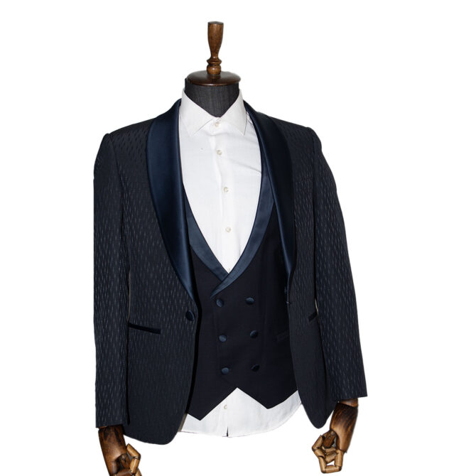 Jakamen Costume Ceremonial ? Motif Avec Gilet 002/Navy Blue