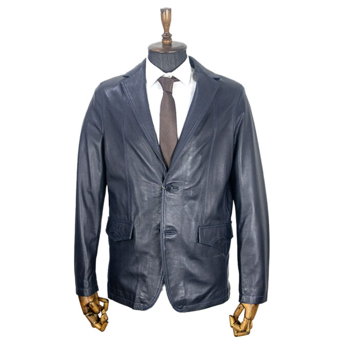 Mcn Veste Cuir Dark Blue