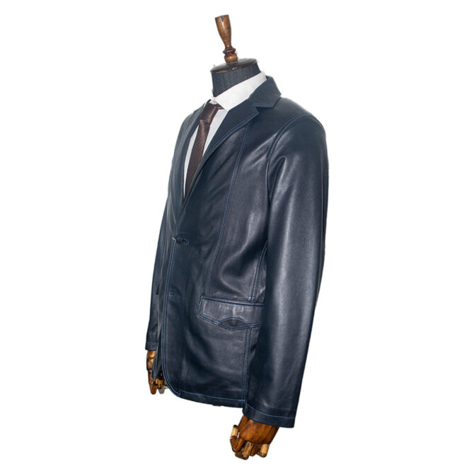 Mcn Veste Cuir Dark Blue