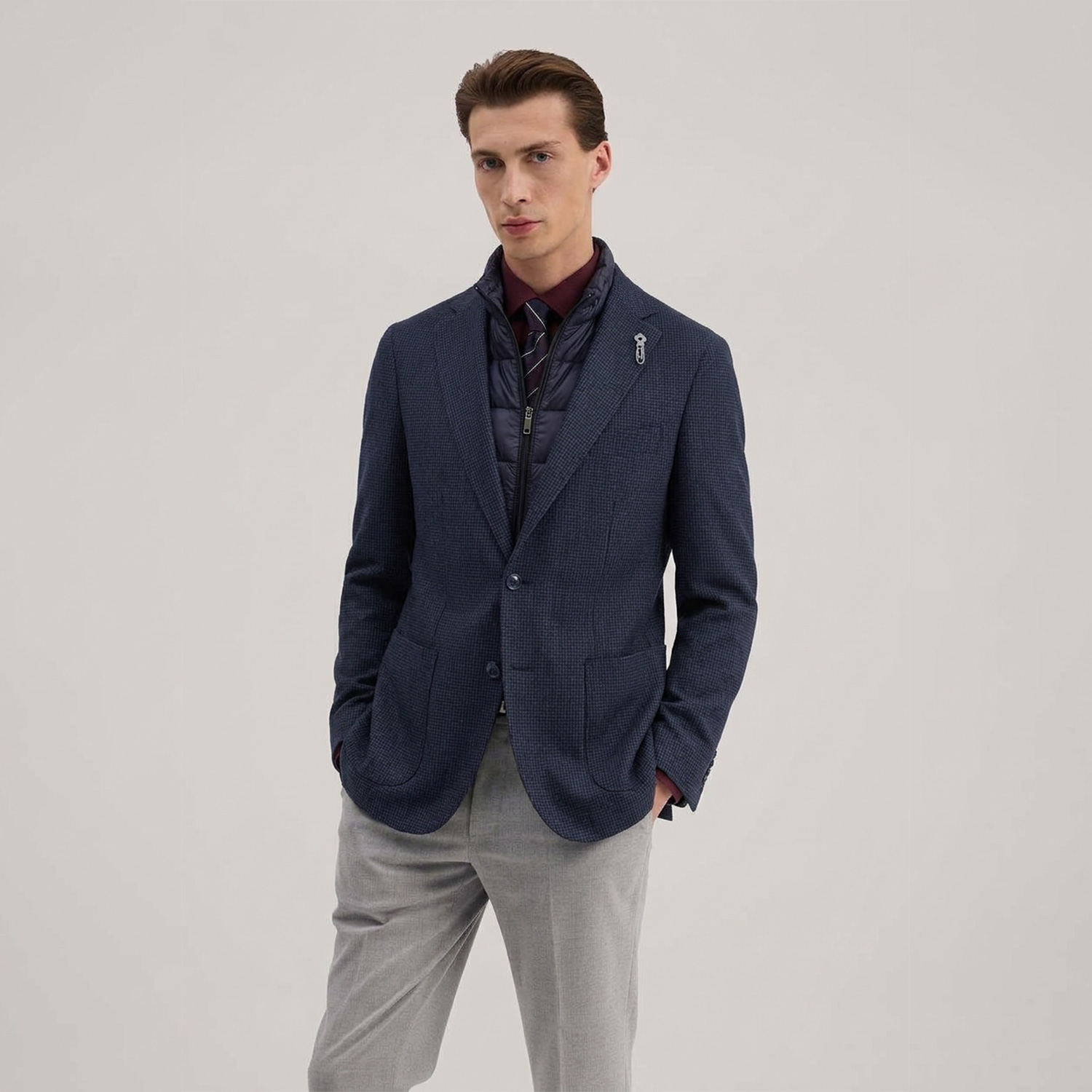 Mohher Blazer Pied De Puce Navy Blue
