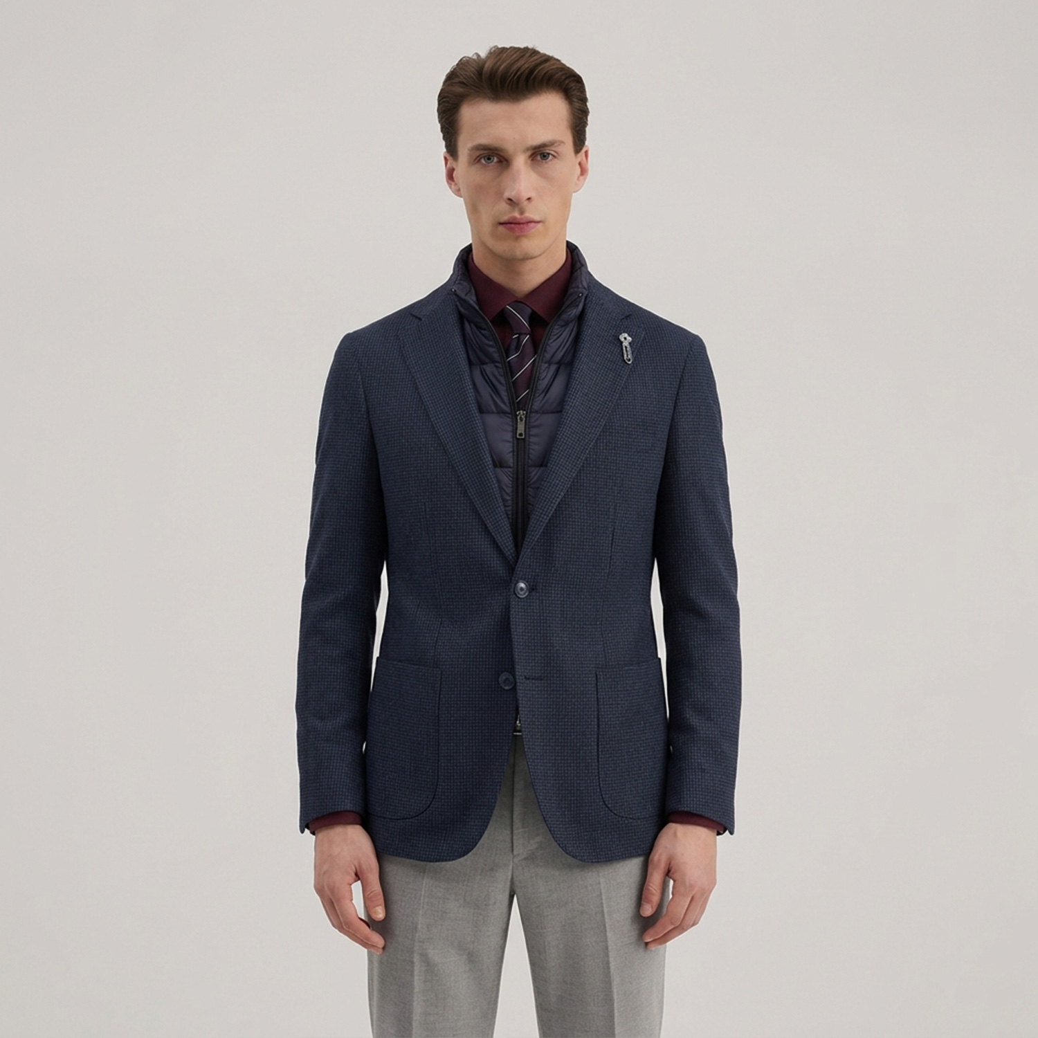 Mohher Blazer Pied De Puce Navy Blue